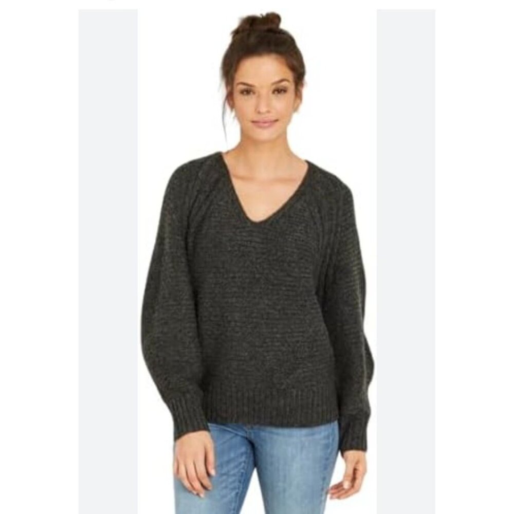Universal Thread Womens Charcoal V-Neck Knit Sweater Size Small Cozy Soft Warm